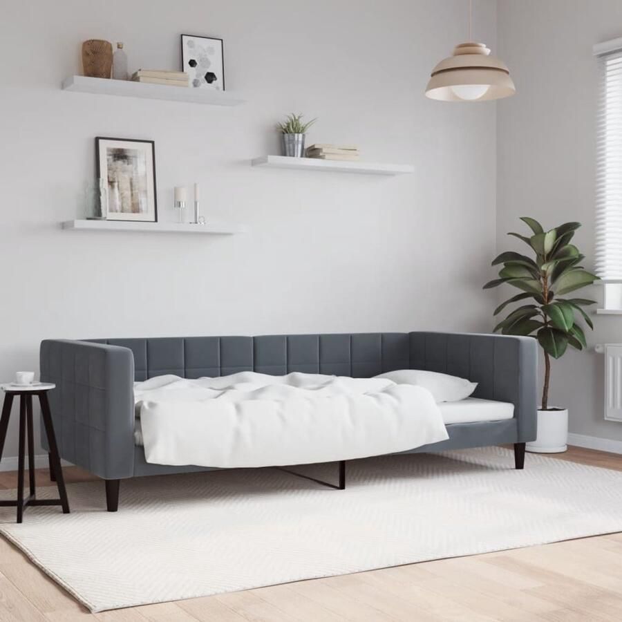 VidaXL Slaapbank 90x190 cm fluweel donkergrijs