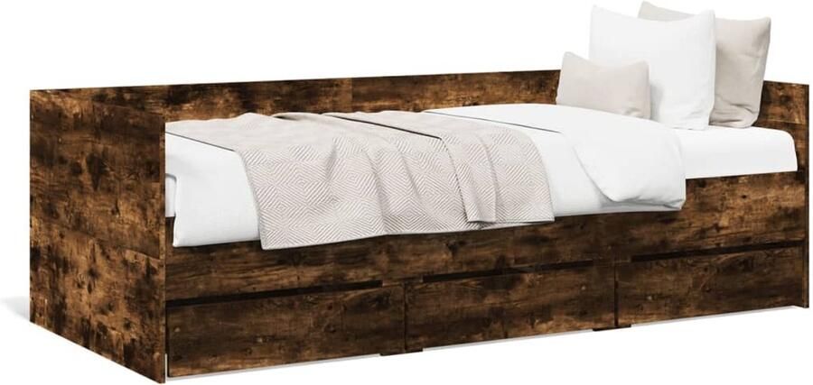 FIONERA Slaapbank met lades zonder matras 100x200 cm gerookt eikenkleur