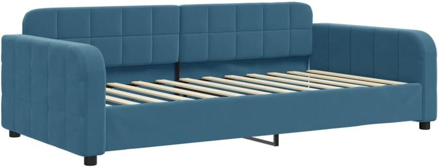 FIONERA Slaapbank met onderschuifbed 90x200 cm fluweel blauw