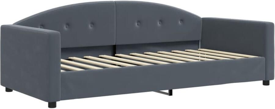 FIONERA Slaapbank met onderschuifbed 90x200 cm fluweel donkergrijs