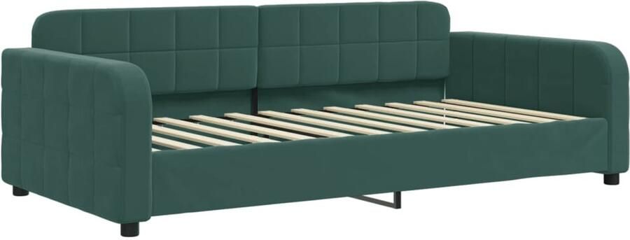 FIONERA Slaapbank met onderschuifbed 90x200 cm fluweel donkergroen