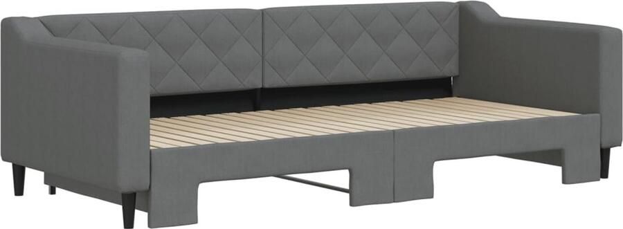 FIONERA Slaapbank met onderschuifbed 90x200 cm stof donkergrijs