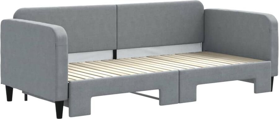 FIONERA Slaapbank met onderschuifbed 90x200 cm stof lichtgrijs