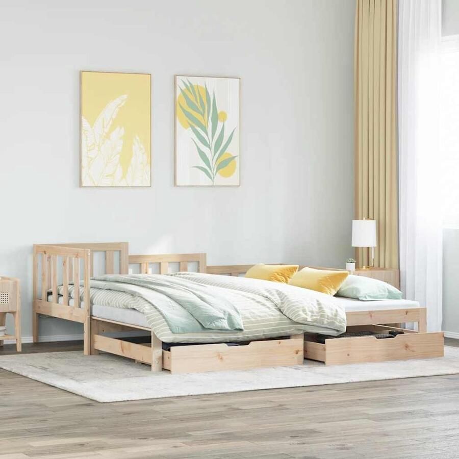 FIONERA Slaapbank met onderschuifbed en lades zonder matras 90x190 cm