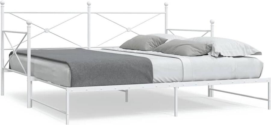 FIONERA Slaapbank met onderschuifbed zonder matras 100x190 cm staal wit