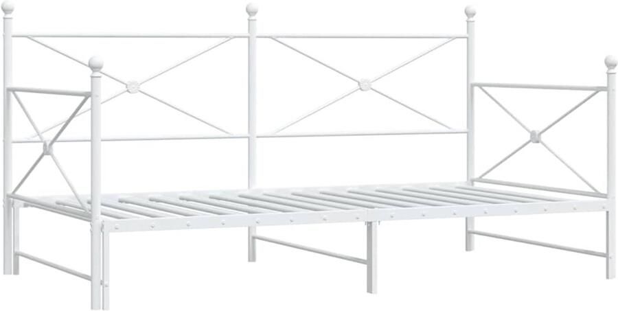 FIONERA Slaapbank met onderschuifbed zonder matras 107x203 cm staal wit