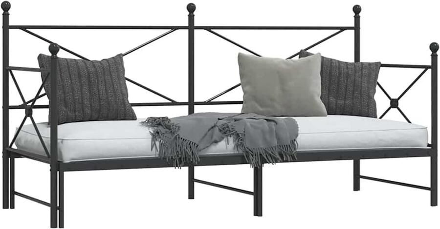 FIONERA Slaapbank met onderschuifbed zonder matras 80x200cm staal zwart