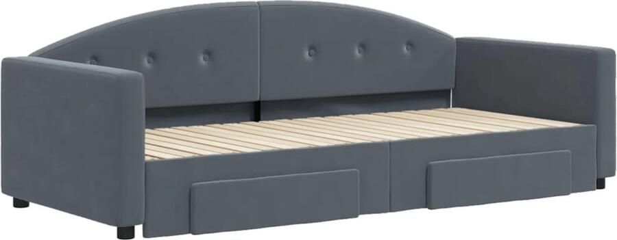 FIONERA Slaapbank onderschuifbed en lades 90x200 cm fluweel donkergrijs