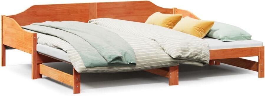 FIONERA Slaapbank onderschuifbed zonder matras 90x190 cm hout wasbruin