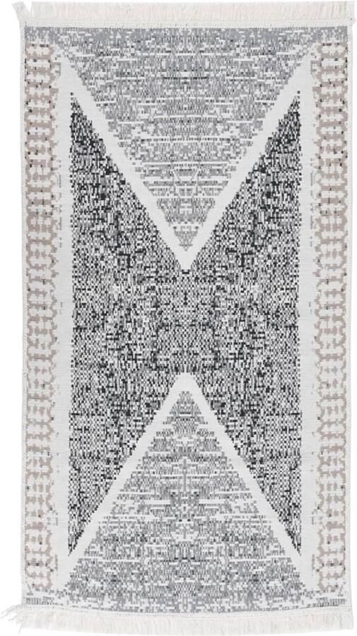 FIONERA Vloerkleed 120x180 cm katoen zwart en grijs