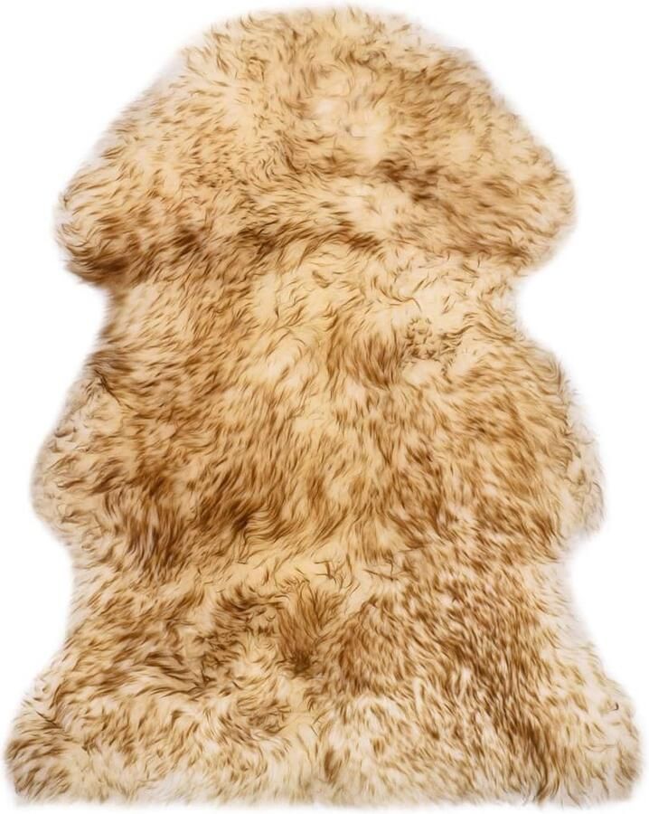 VidaXL Vloerkleed Schapenvacht 60x90 cm Gemêleerd bruin Schapenvacht Vloerkleed Vloerkleden Wolvloerkleed Huiskamerdecoratie Living Accessoires Cozy Home Winterdekoration Fleece Vloerkleed Beige Vloerkleed Brown Vloerkleed
