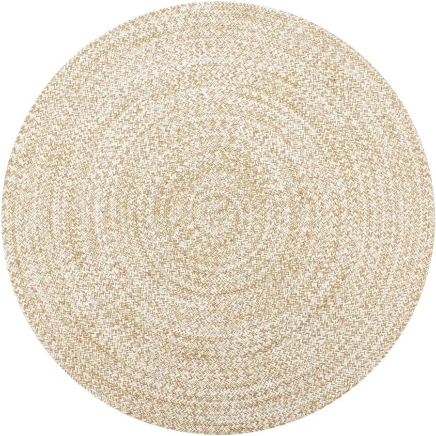 FIONERA Vloerkleed handgemaakt 120 cm jute wit en naturel