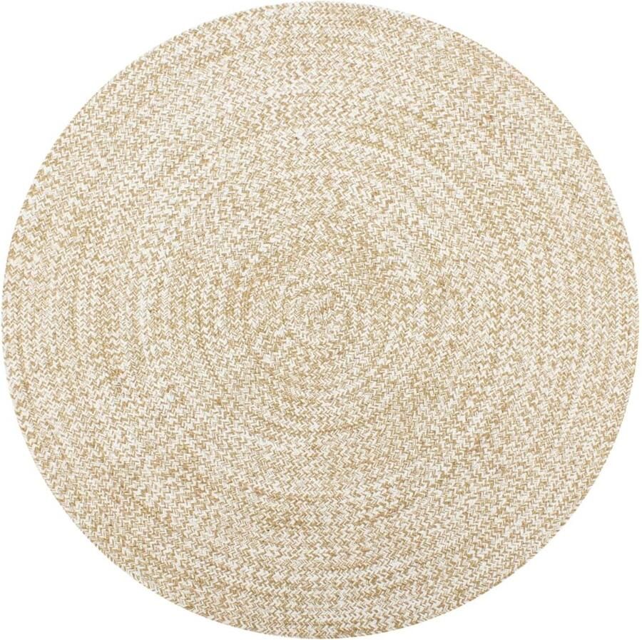 FIONERA Vloerkleed handgemaakt 90 cm jute wit en naturel