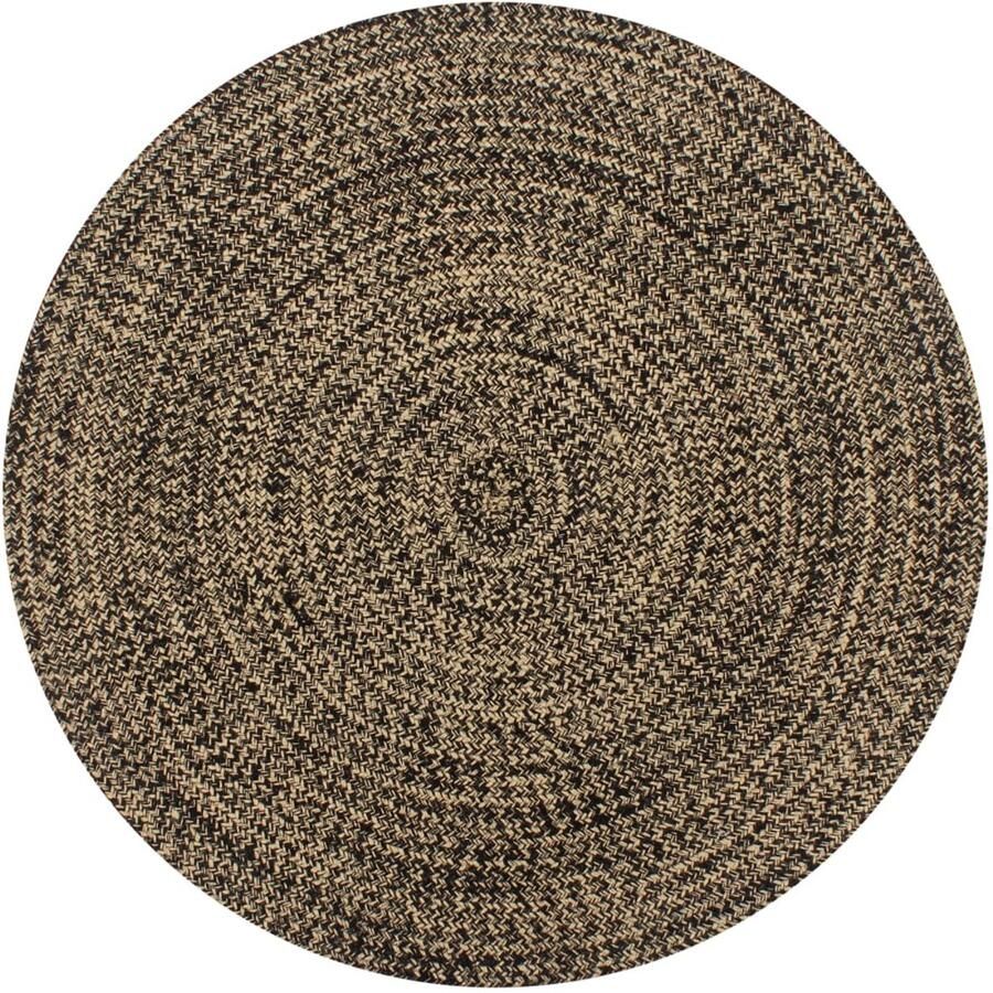 VidaXL Vloerkleed Handgemaakt 90 cm Jute Zwart Jute Tapijt Ronde Vloerkleed Handgemaakt Tapijt Natuurtapijt Landelijke Woonstijl Zwarte Vloerkleed Natuurlijke Vloerkleed Woonaccessoires Living Accessoires