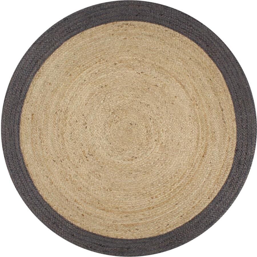 FIONERA Vloerkleed handgemaakt met donkergrijze rand 150 cm jute