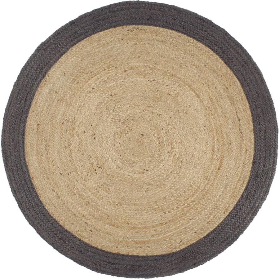 FIONERA Vloerkleed handgemaakt met donkergrijze rand 210 cm jute