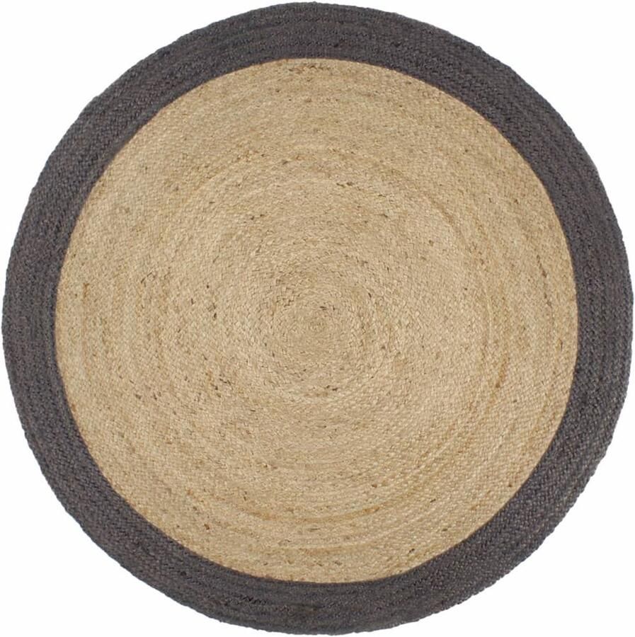 FIONERA Vloerkleed handgemaakt met donkergrijze rand 240 cm jute