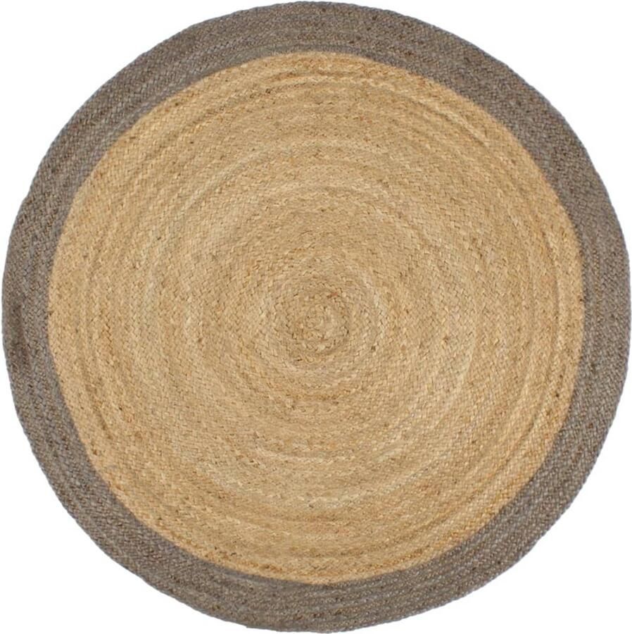 FIONERA Vloerkleed handgemaakt met grijze rand 240 cm jute