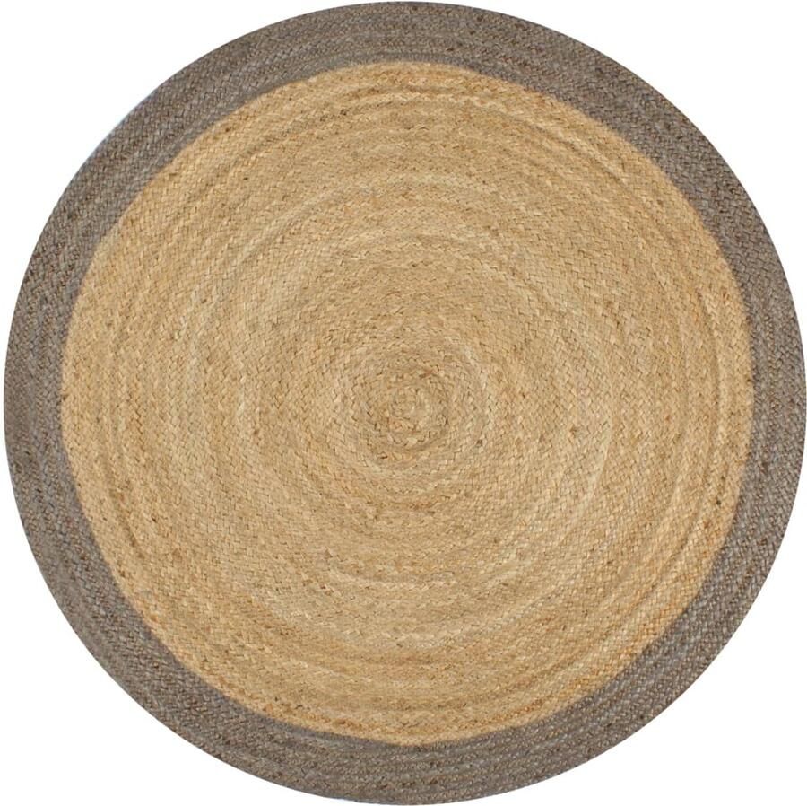 FIONERA Vloerkleed handgemaakt met grijze rand 90 cm jute