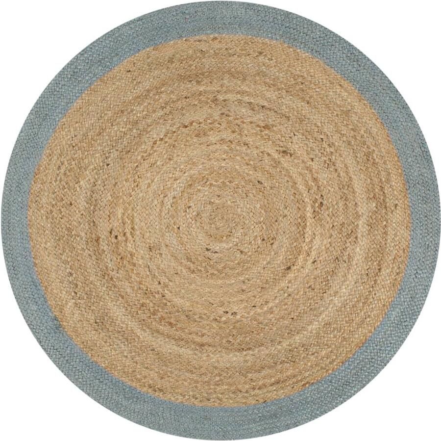 FIONERA Vloerkleed handgemaakt met olijfgroene rand 120 cm jute