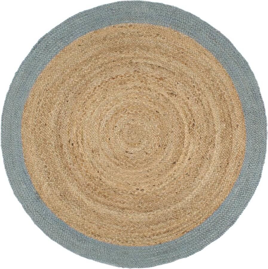 FIONERA Vloerkleed handgemaakt met olijfgroene rand 210 cm jute