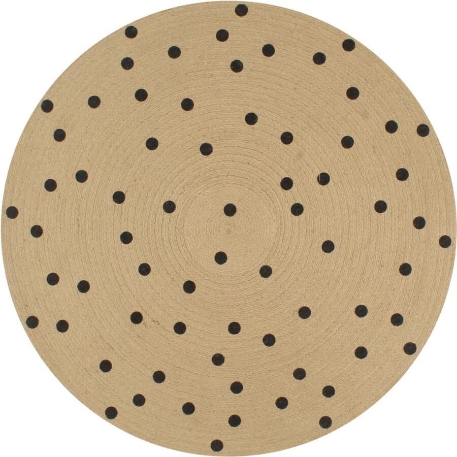 FIONERA Vloerkleed handgemaakt met print polkadot 90 cm jute