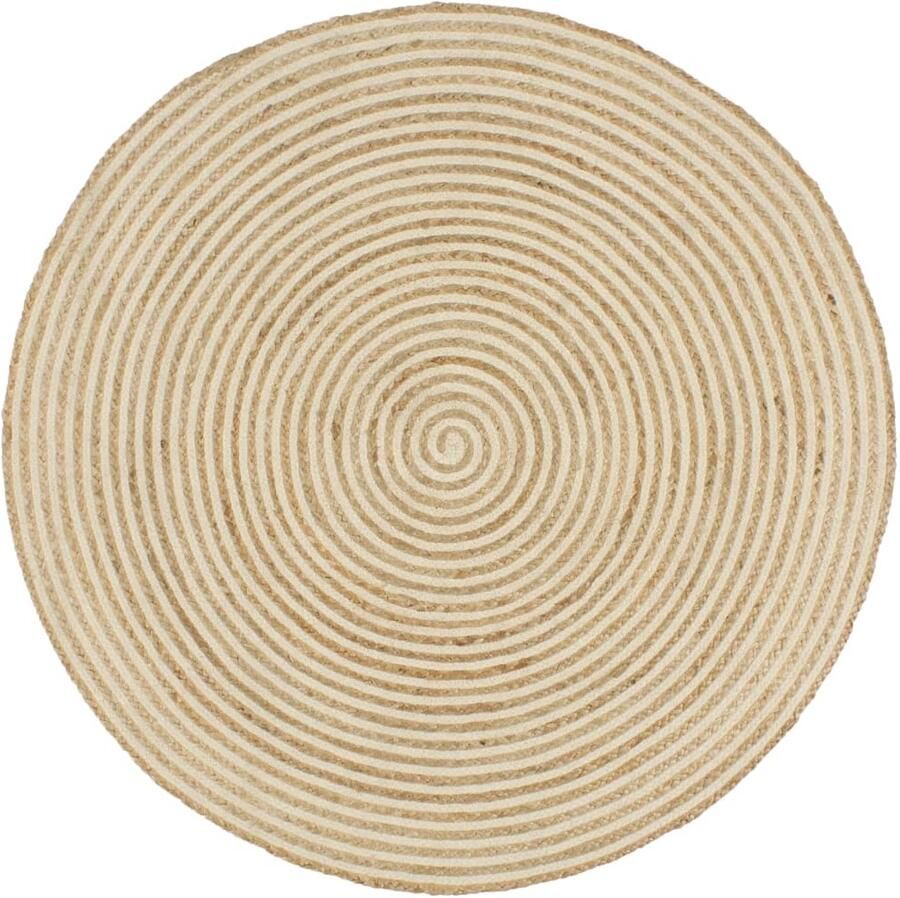 FIONERA Vloerkleed handgemaakt met spiraal ontwerp 150 cm jute wit