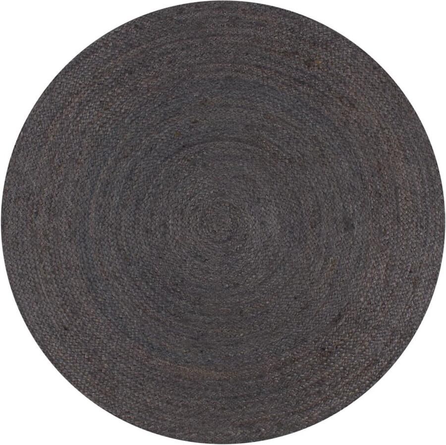 FIONERA Vloerkleed handgemaakt rond 120 cm jute donkergrijs