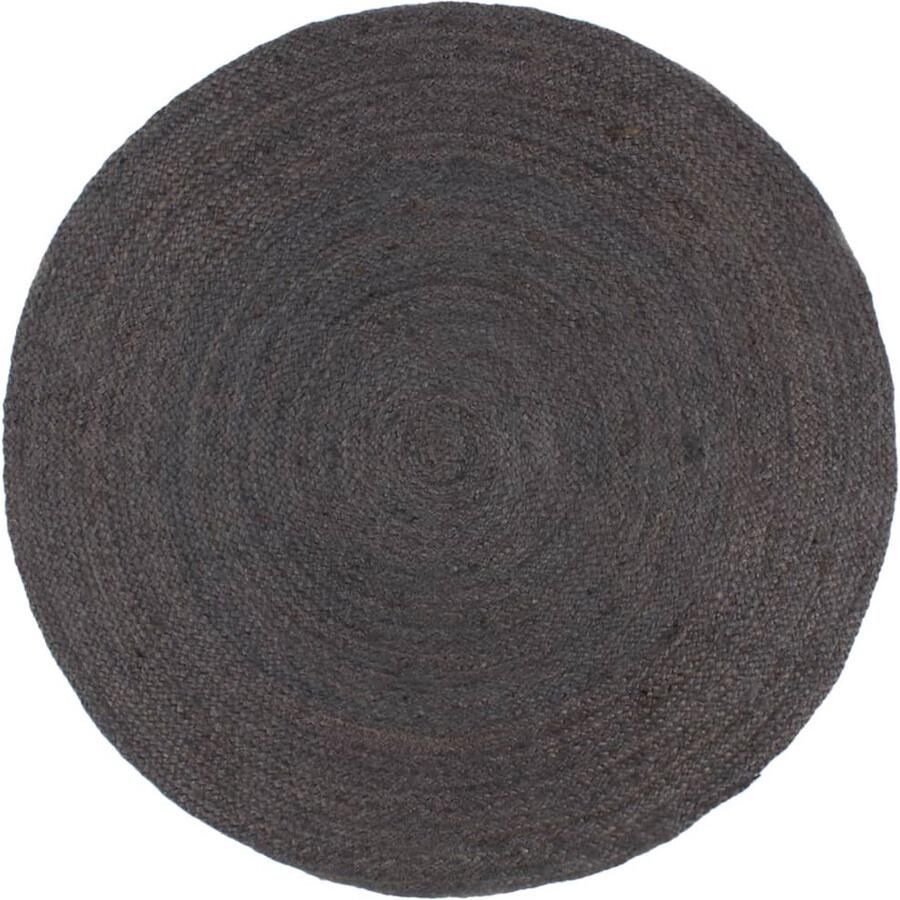 FIONERA Vloerkleed handgemaakt rond 240 cm jute donkergrijs