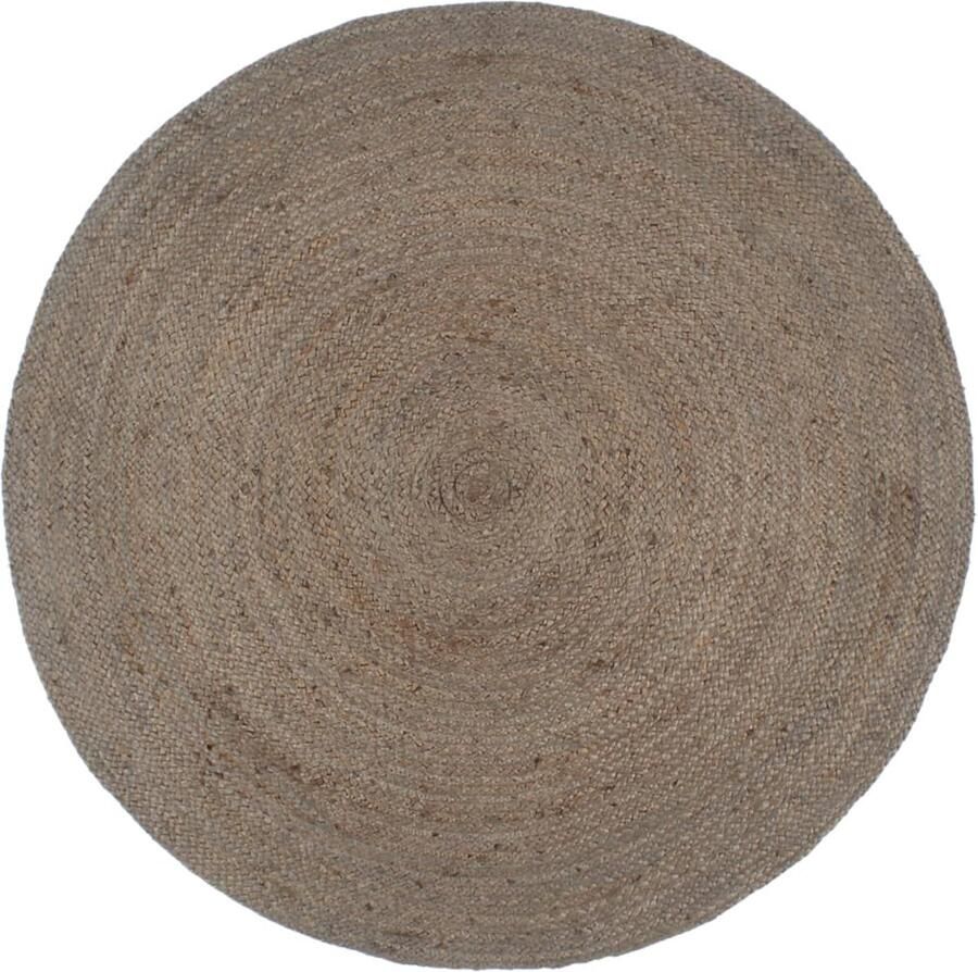 FIONERA Vloerkleed handgemaakt rond 240 cm jute grijs