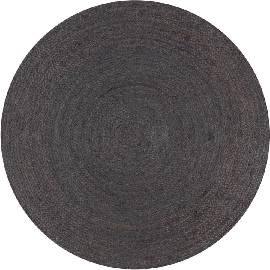 FIONERA Vloerkleed handgemaakt rond 90 cm jute donkergrijs