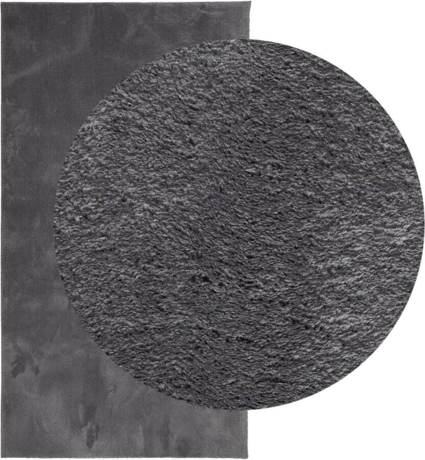 FIONERA Vloerkleed HUARTE laagpolig zacht wasbaar 60x110 cm antraciet