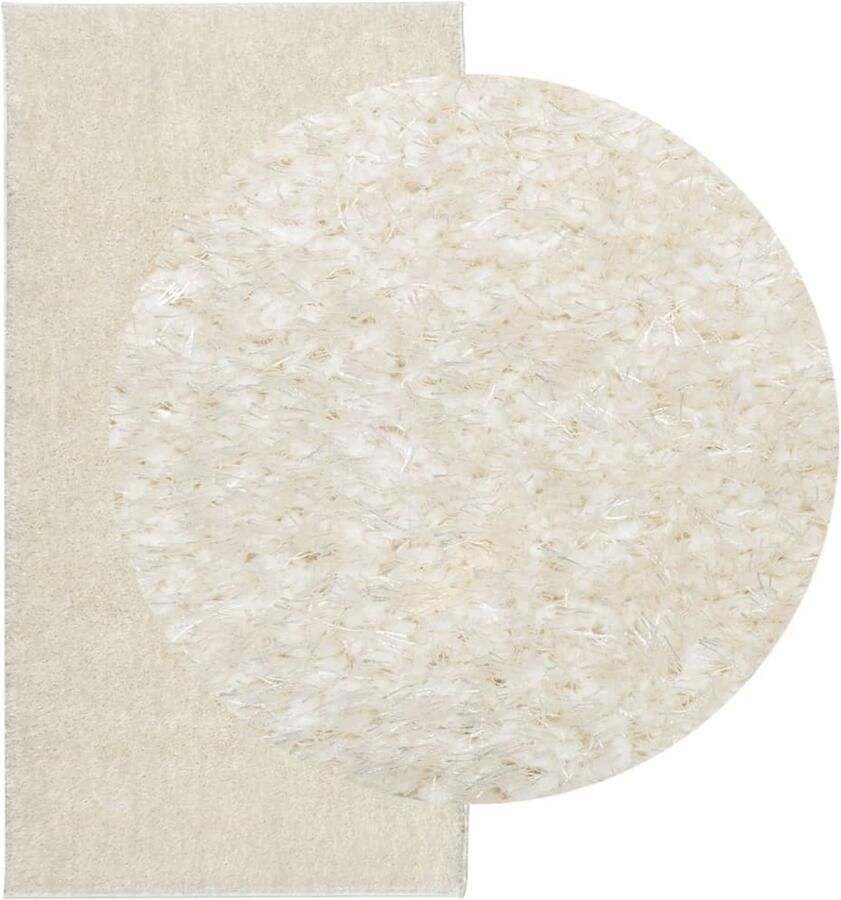 FIONERA Vloerkleed ISTAN hoogpolig glanzend 100x200 cm crèmekleurig