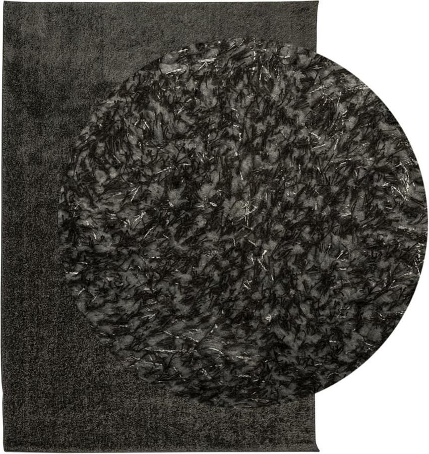 FIONERA Vloerkleed ISTAN hoogpolig glanzend 160x230 cm antracietkleurig