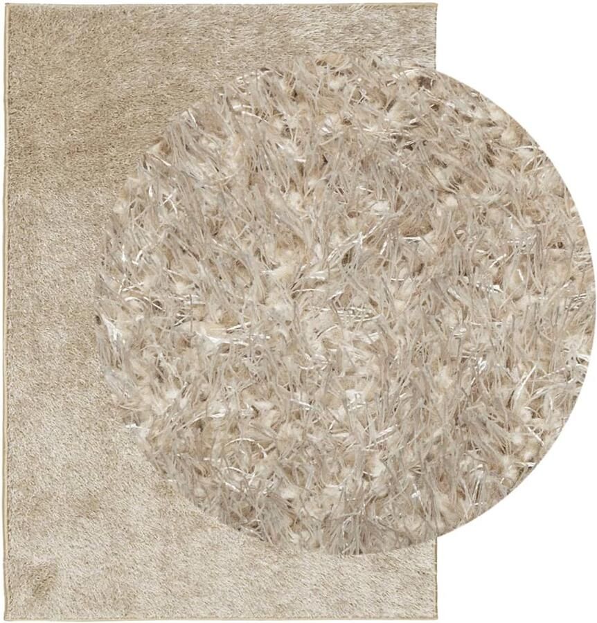FIONERA Vloerkleed ISTAN hoogpolig glanzend 160x230 cm beige