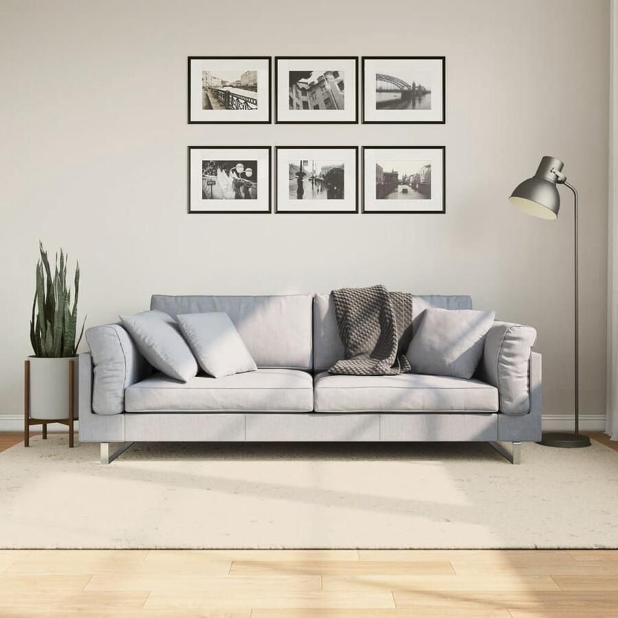 FIONERA Vloerkleed ISTAN hoogpolig glanzend 160x230 cm crèmekleurig