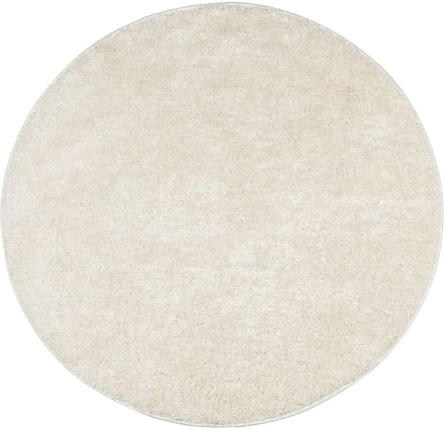 VidaXL Crèmekleurig Hoogpolig Vloerkleed Ø160cm Vloerkleed Kunstvacht Crème Kleur Anti Slip Zacht - Foto 3