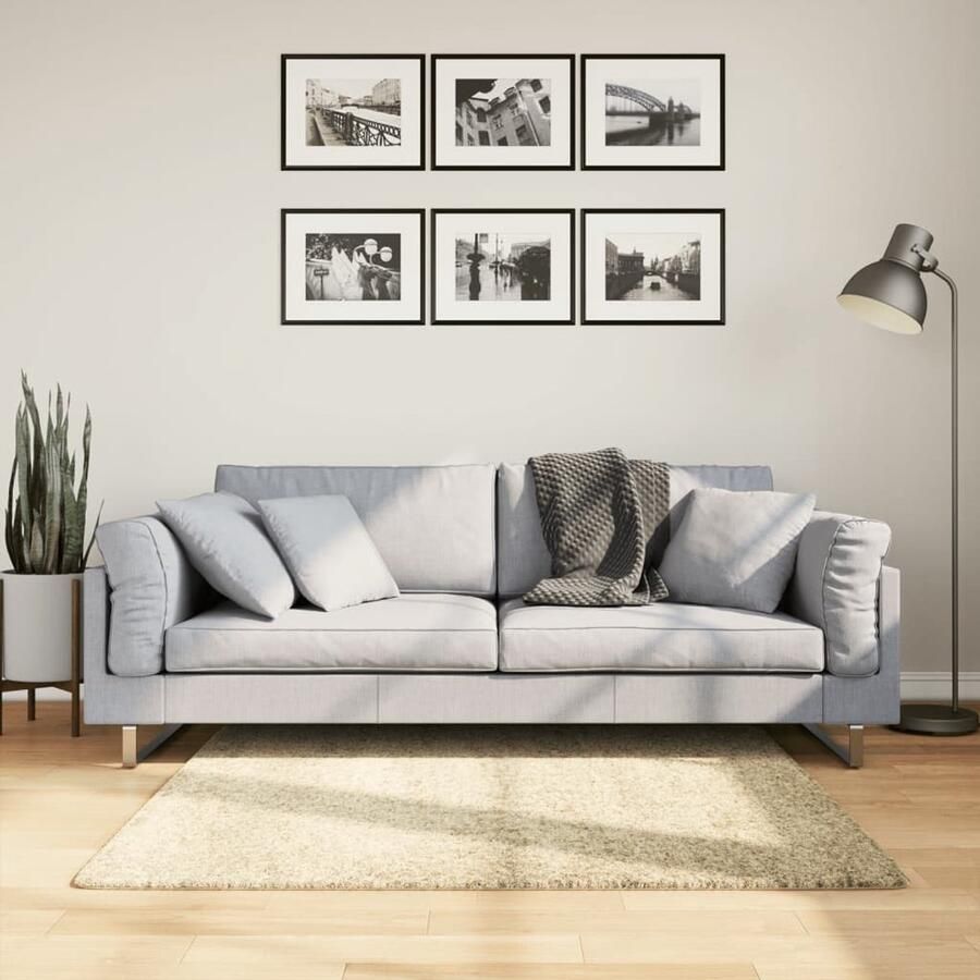 VidaXL Vloerkleed PAMPLONA Hoogpolig 120x120 cm Goud Shaggy Vloerkleed Woonkamer Tapijt Living Room Rug Vloerbedekking Golden Carpet