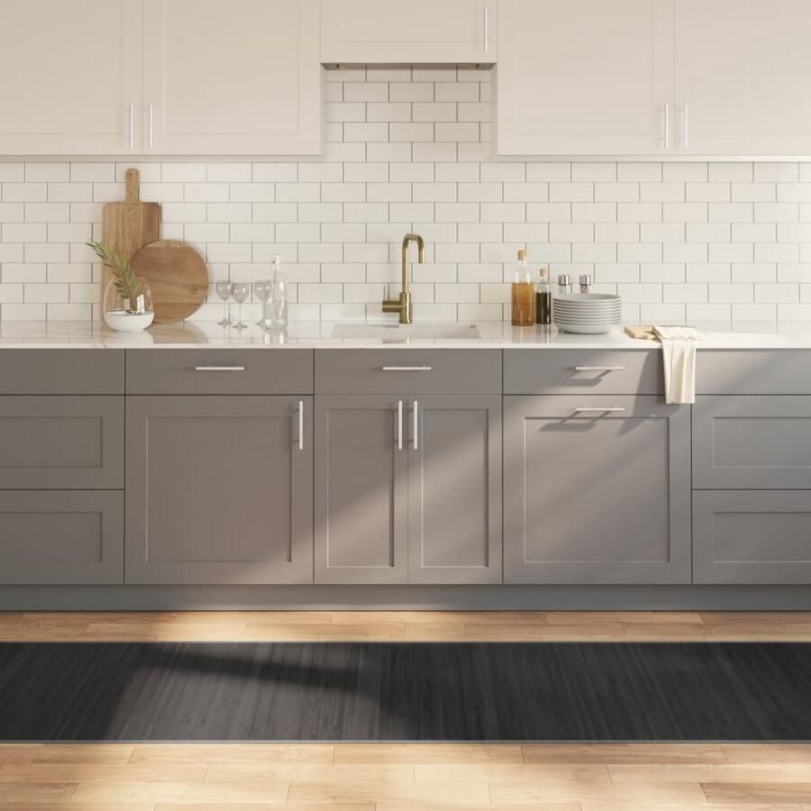 FIONERA Vloerkleed rechthoekig 70x1000 cm bamboe grijs