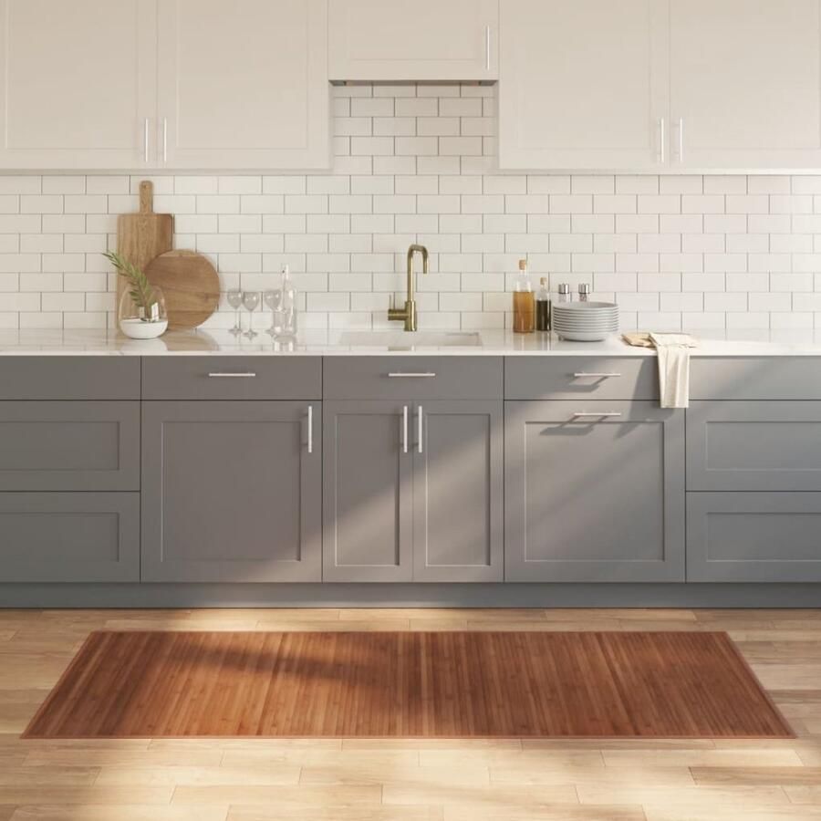 FIONERA Vloerkleed rechthoekig 80x200 cm bamboe bruin