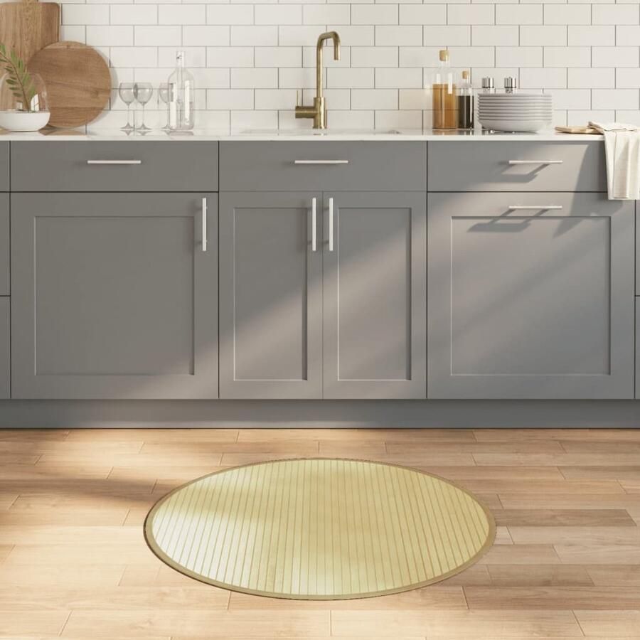 VidaXL Vloerkleed Rond 80 cm Bamboe Lichtnatuurlijk Bamboetapijt Vloertapijt Rond Tapijt Woonkamertapijt Beige Tapijt