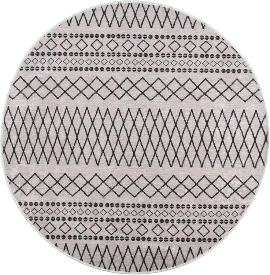 FIONERA Vloerkleed wasbaar anti-slip ?120 cm zwart en wit