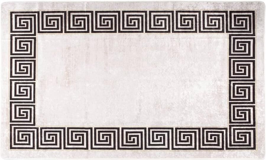 FIONERA Vloerkleed wasbaar anti-slip 150x230 cm wit en zwart