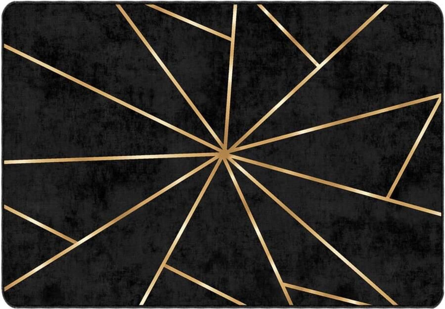 FIONERA Vloerkleed wasbaar anti-slip 160x230 cm zwart en goudkleurig