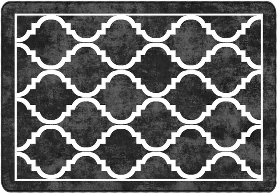 FIONERA Vloerkleed wasbaar anti-slip 160x230 cm zwart en wit
