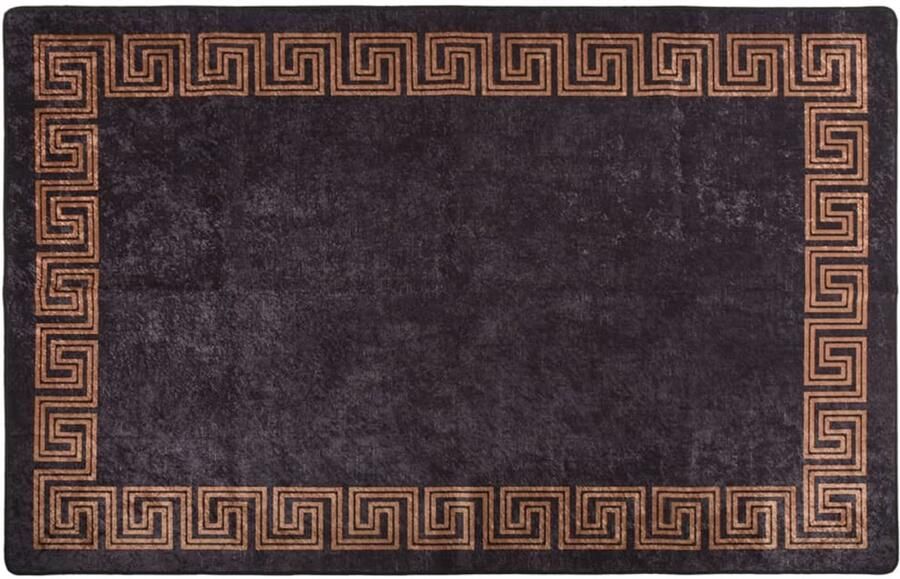 FIONERA Vloerkleed wasbaar anti-slip 80x150 cm zwart en goudkleurig