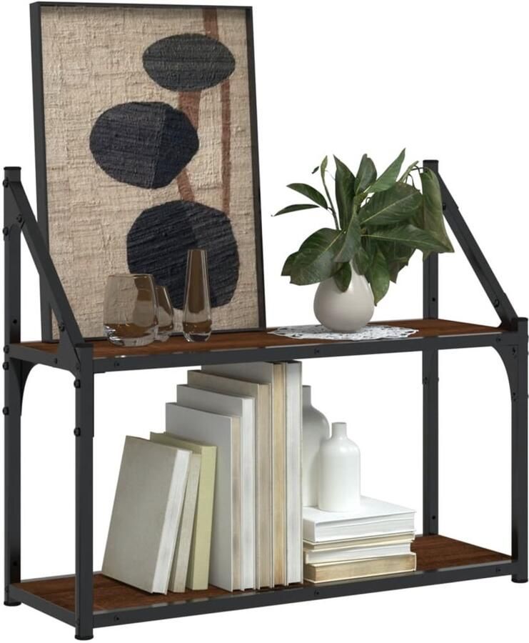 FIONERA Wandrek 2-laags 60x21x51 cm bewerkt hout bruin eikenkleur
