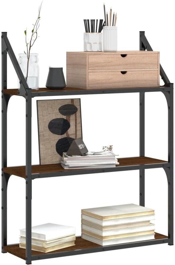 FIONERA Wandrek 3-laags 60x21x78 5 cm bewerkt hout bruin eikenkleur