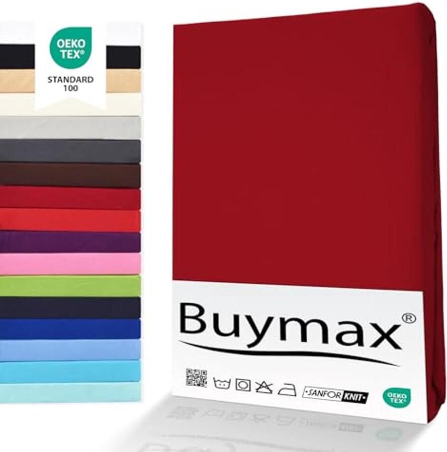 Fitted Sheet 80 x 200 cm Dubbelpack Katoen Jersey Rood Geschikt voor Matras tot 25 cm Hoogte