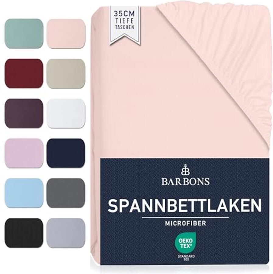 Fitted Sheet 90 x 200 cm Diepe Jersey Hoeslaken van Microfiber voor Boxspring Bedden en Dikke Matrassen Oeko-Tex Gecertificeerd Roze